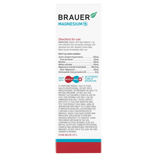 Brauer Magnesium + Arnica Pain Relief Heat Cream 100g