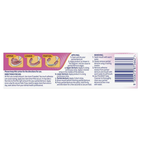 Polident Power Max Hold + Comfort Adhesive Cream Flavour Free 40g