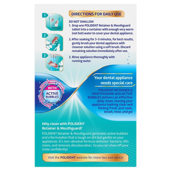 Polident Retainer and Mouthguard Daily Cleanser 36 Tablets