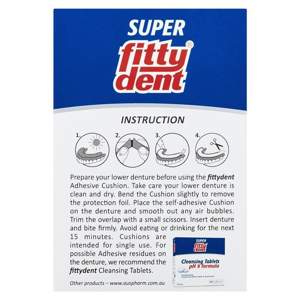 Super Fittydent Waterproof Denture Adhesive Cushions 15 Lowers