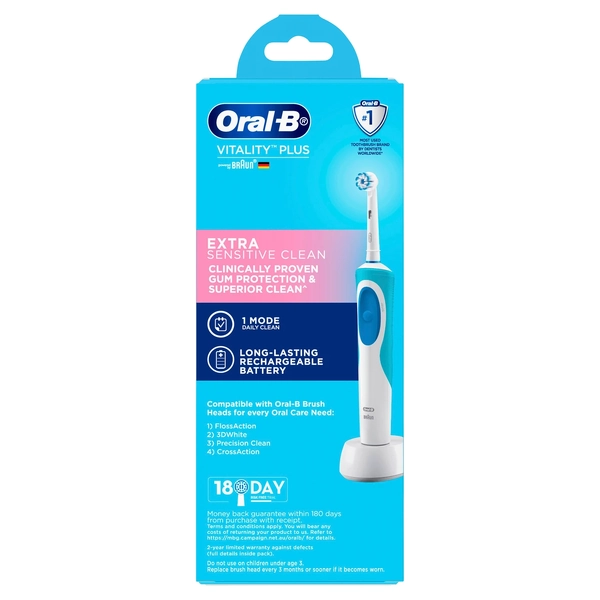 Oral B Vitality Plus Extra Sensitive Clean Electric Toothbrush 1 Pack