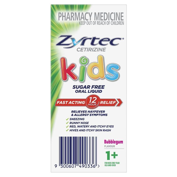Zyrtec Kids Liquid Bubblegum Flavour 60ml