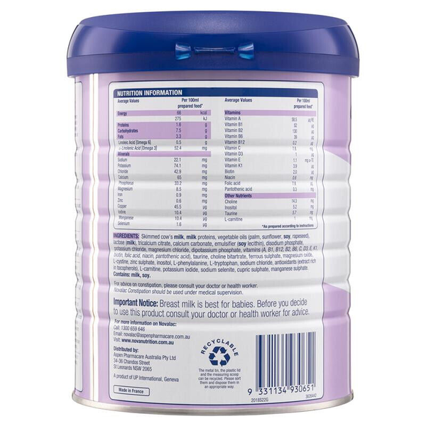 Novalac Constipation Premium Infant Formula 0-12 Months 800g