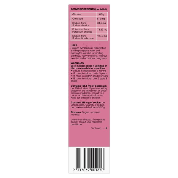 Hydralyte Watermelon Burst 20 Effervescent Electrolyte Tablets
