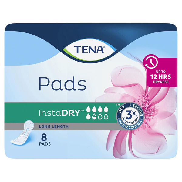 Tena Pads InstaDRY Long Length 8 Pads