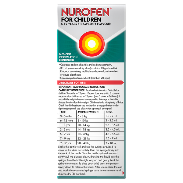 Nurofen For Children 5 - 12 Years Strawberry 200ml