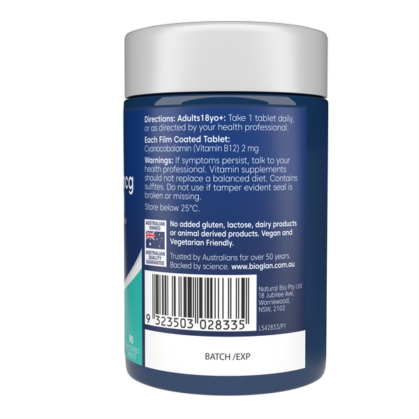 Bioglan Vitamin B12 2000mcg Energy & Cognition 90 Tablets