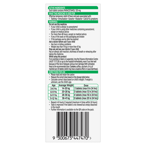 Panadol Children 3+ Years 24 Chewable Tablets