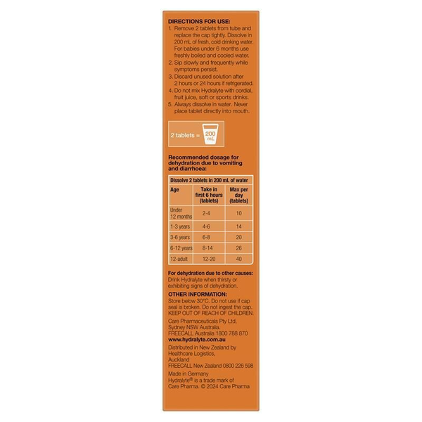 Hydralyte Orange 20 Effervescent Electrolyte Tablets