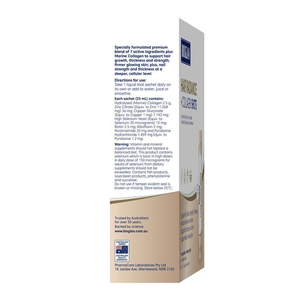 Bioglan Hair Radiance + Collagen Shots 15 x 25ml Liquid Sachets