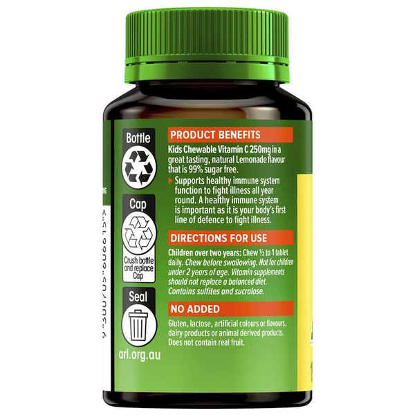 Cenovis Kids Chewable Vitamin C 250mg 150 Lemonade Flavour Tablets