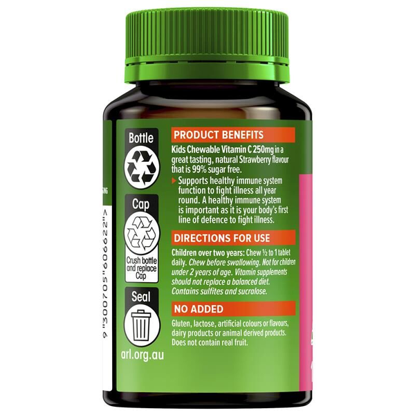 Cenovis Kids Chewable Vitamin C 250mg 150 Strawberry Flavour Tablets