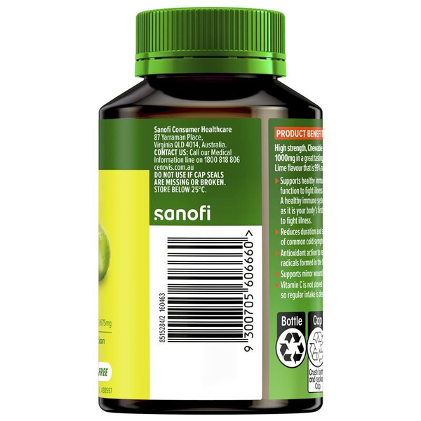 Cenovis Chewable Mega C 1000mg 60 Lemon Lime Tablets