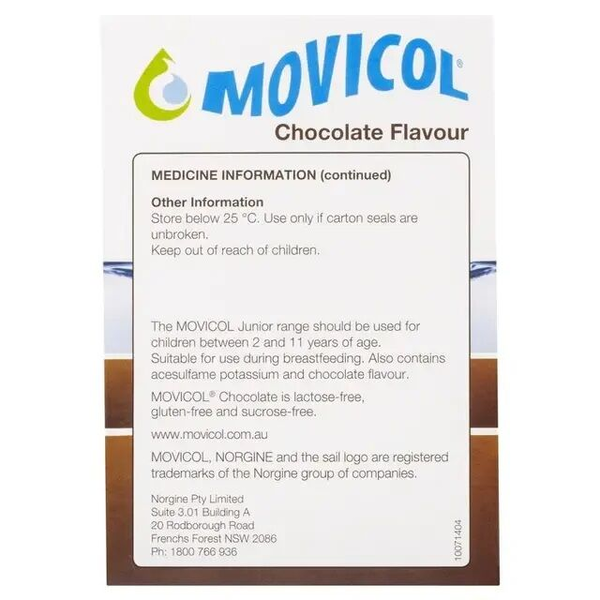 Movicol Constipation Relief Powder Chocolate 30 Sachets