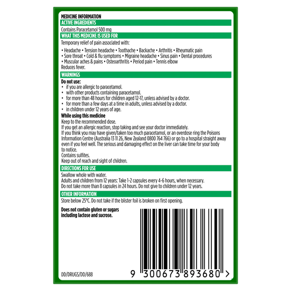 Panadol Liquid Caps 500mg 16 Soft Gel Capsules