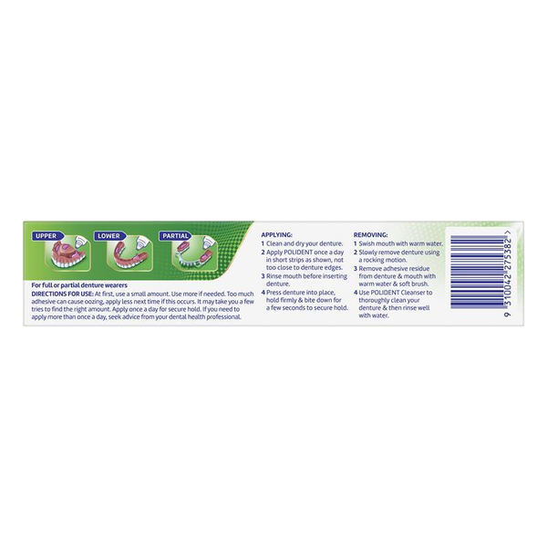 Polident Denture Adhesive Cream Fresh Mild Mint 60g
