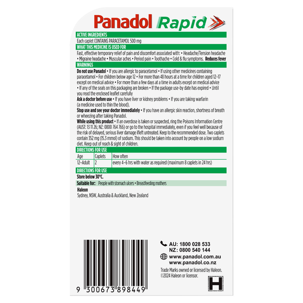 Panadol Rapid 500mg 8 Caplets