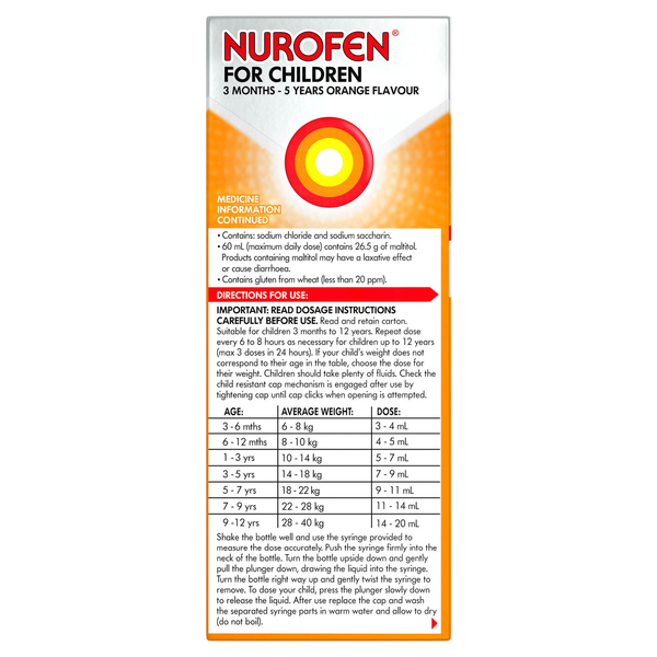 Nurofen For Children 3 Months - 5 Years Orange 100ml