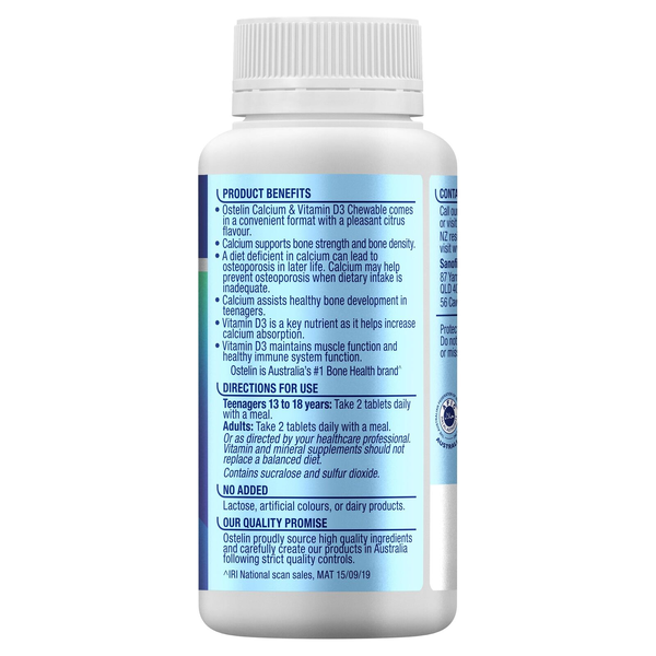 Ostelin Calcium & Vitamin D3 60 Chewable Tablets