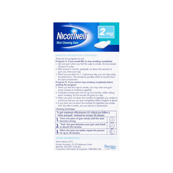 Nicotinell Regular Strength 2mg Mint Chewing Gum 96 Pieces
