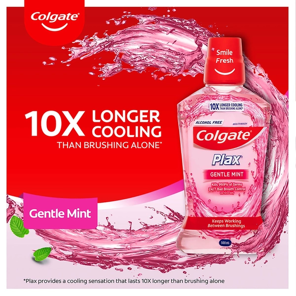 Colgate Plax Gentle Mint Alcohol Free Mouthwash 500ml