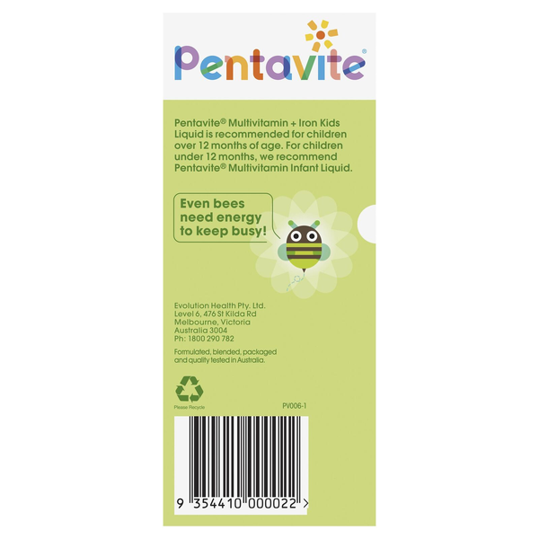 Pentavite Multivitamin + Iron Liquid For Kids 200ml