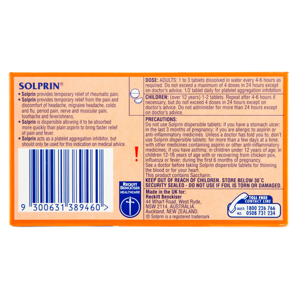 Solprin 300mg 96 Dispersible Tablets