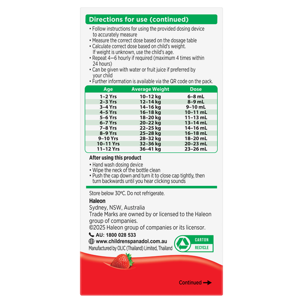 Panadol Children 1 - 5 Years Strawberry 200ml Suspension