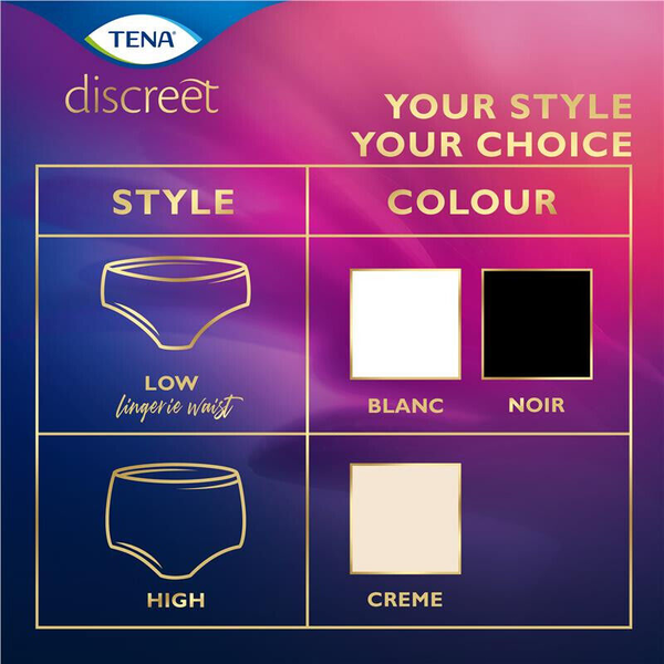 Tena Discreet Low Waist Underwear Black 12 Disposable Pants - Medium