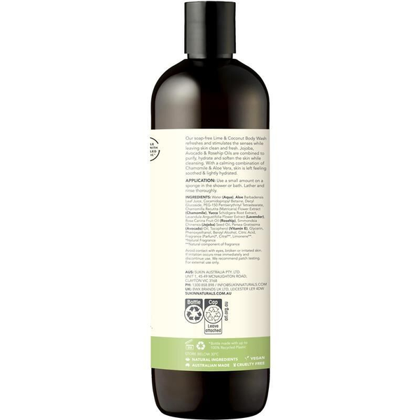 Sukin Botanical Body Wash Lime & Coconut 500ml