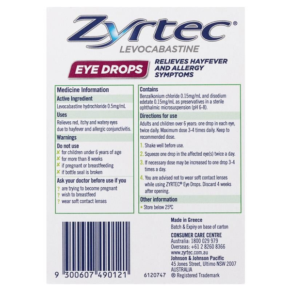 Zyrtec Eye Drops 4ml