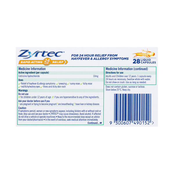 Zyrtec 28 Liquid Capsules