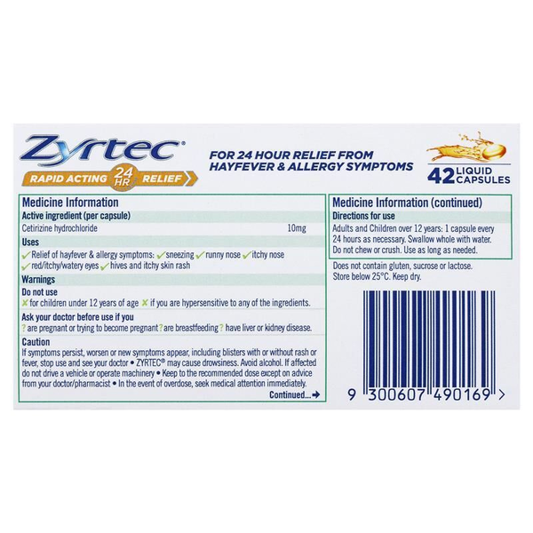 Zyrtec 42 Liquid Capsules