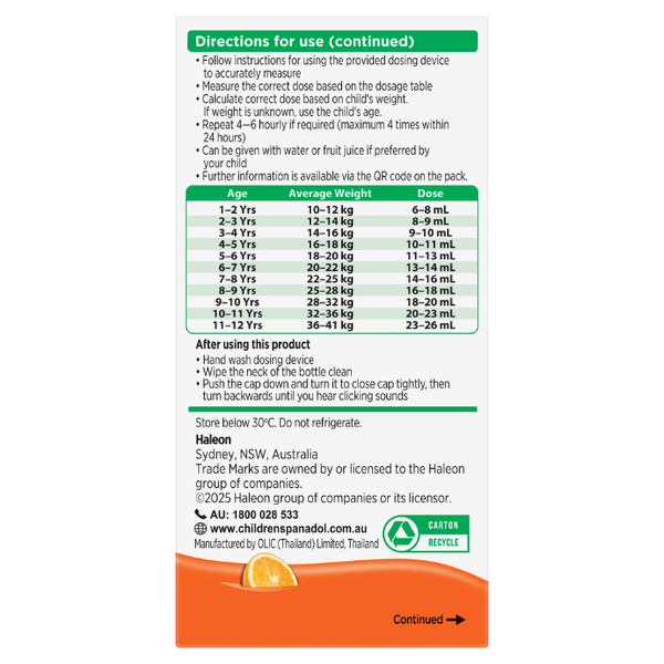 Panadol Children 1 - 5 Years Orange 200ml Suspension
