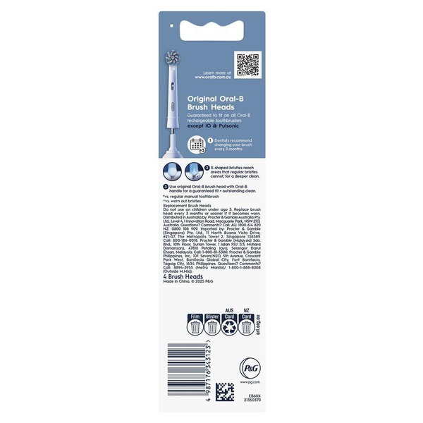 Oral B Sensitive Clean Electric Toothbrush Replacement Heads 4 Pack