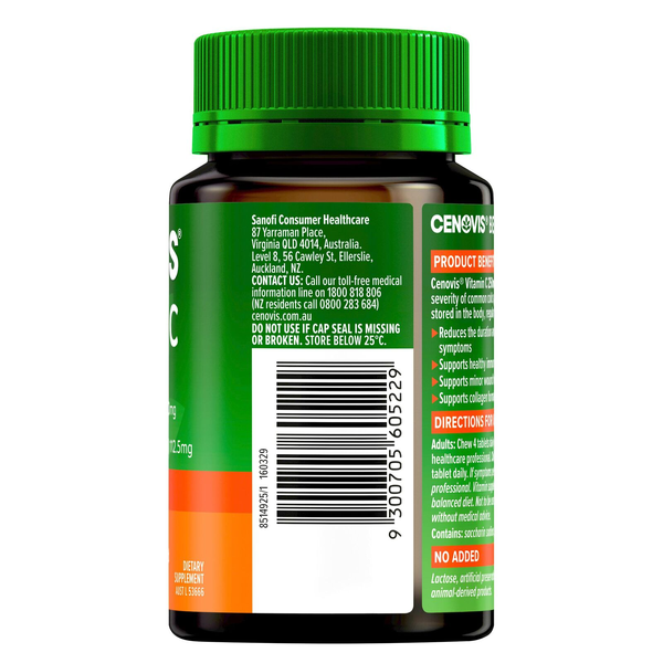 Cenovis Vitamin C 250mg 150 Orange Flavour Chewable Tablets