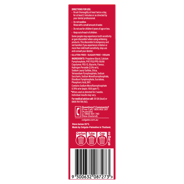 Colgate Optic White Luminous High Impact Sparkling Mint Toothpaste 85g