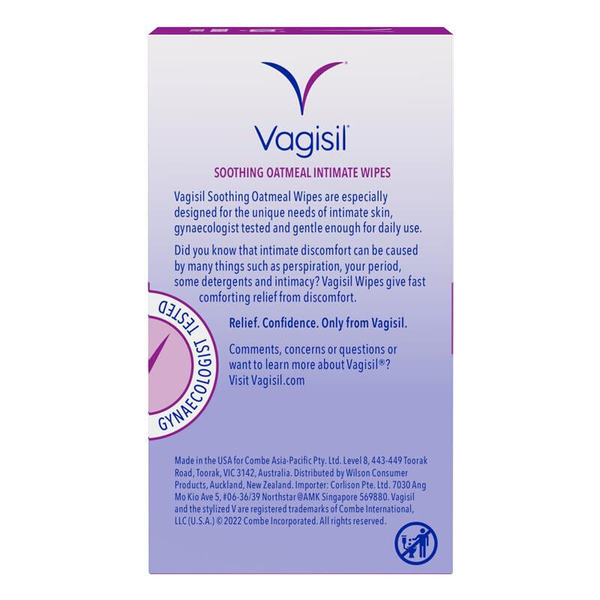 Vagisil Soothing Oatmeal Intimate Wipes 12 individually Wrapped Disposable Wipes