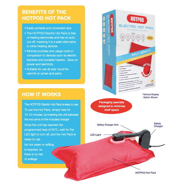 Hotpod Electric Hot Pack Next Generation Hot Water Bottle Heat Pack Reheatable