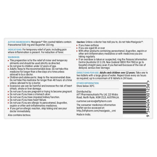 Maxigesic Double Action 12 Tablets