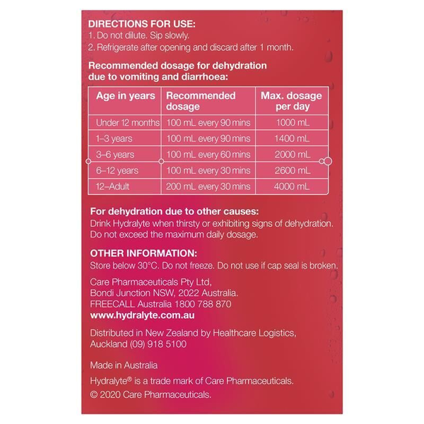 Hydralyte Ready To Use Strawberry Kiwi 4 X 250ml Electrolyte Solution