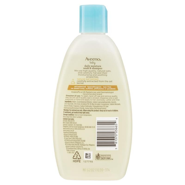 6X Aveeno Baby Daily Moisture Wash & Shampoo 236ml