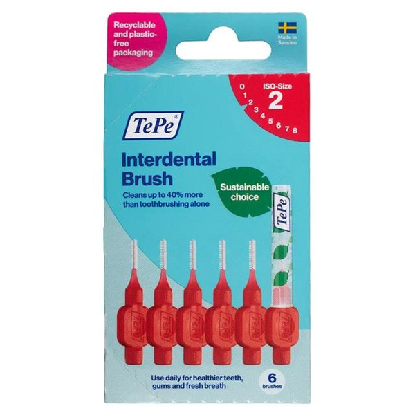 TePe Interdental Brush Size 2 Red 6 Brushes