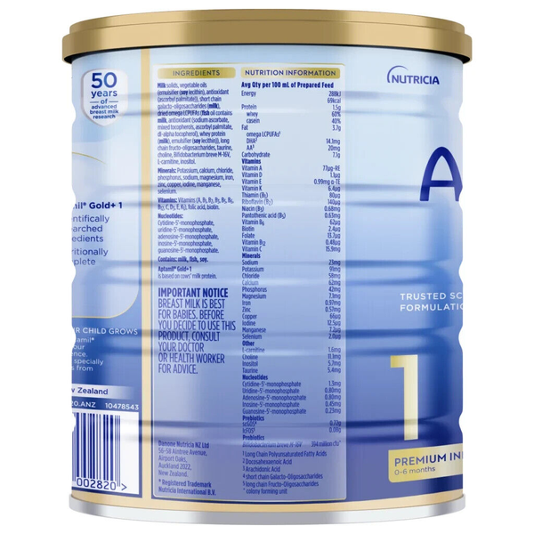 Aptamil Gold+ 1 Premium Infant Formula 0-6 Months 900g