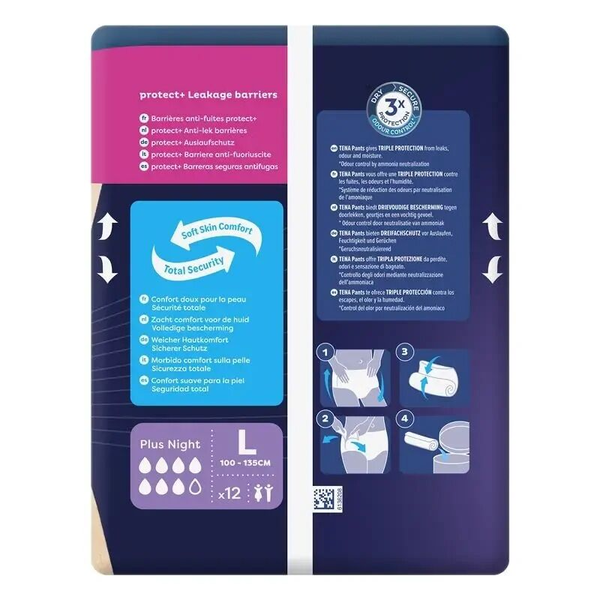 Tena Pants Protect+ Plus Night 12 Pants - Large