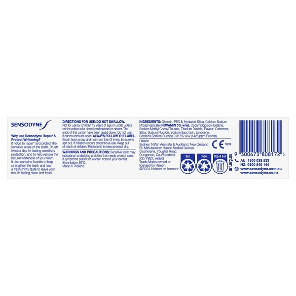 Sensodyne Repair And Protect Deep Repair Whitening Toothpaste 100g