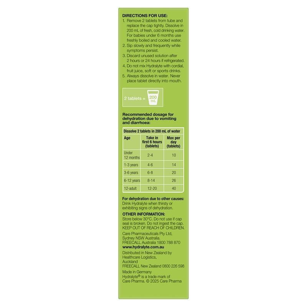 Hydralyte Lemon Lime 20 Effervescent Electrolyte Tablets 