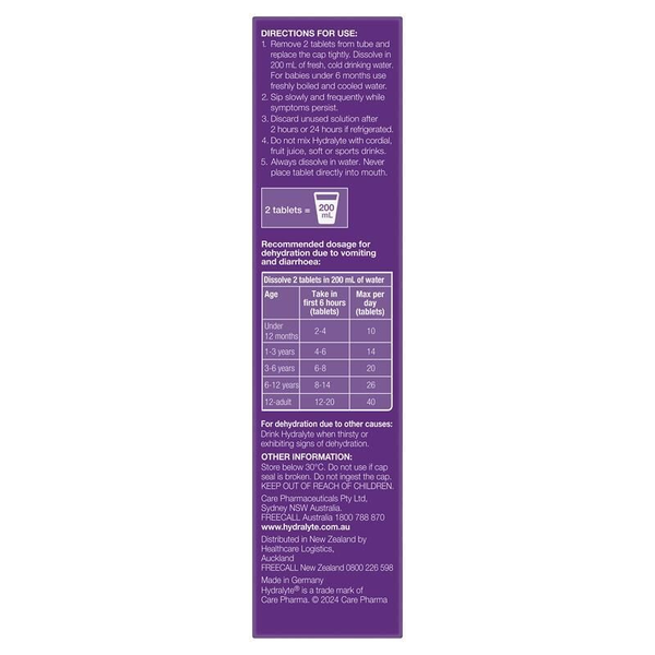 Hydralyte Apple Blackcurrant 20 Effervescent Electrolyte Tablets 