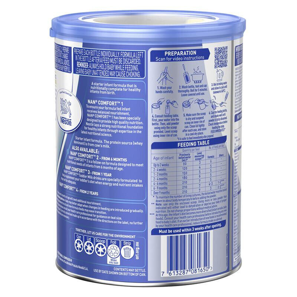Nan Comfort 1 Starter Infant Formula 800g Suitable From Birth
