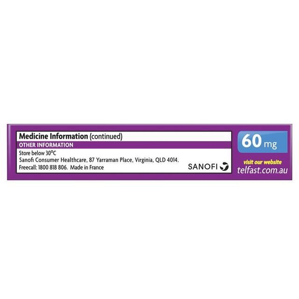Telfast 60mg 20 Tablets 